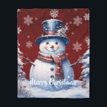 Winter Forest Snowman Christmas | Red Fleece Blanket<br><div class="desc">Stay cosy during chilly winter nights this holiday season with a Red Winter Forest Snowman Christmas Holiday Fleece Blanket. Blanket design features a cute snowman in a charming top hat and scarf standing in a winter forest scene with falling snow. Additional gift and holiday items available with this design as...</div>