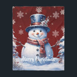 Winter Forest Snowman Christmas | Red Fleece Blanket<br><div class="desc">Stay cosy during chilly winter nights this holiday season with a Red Winter Forest Snowman Christmas Holiday Fleece Blanket. Blanket design features a cute snowman in a charming top hat and scarf standing in a winter forest scene with falling snow. Additional gift and holiday items available with this design as...</div>