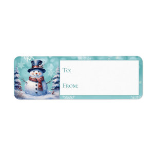 Winter Forest Snowman Christmas Teal Gift
