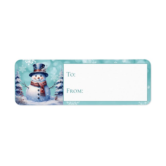 Winter Forest Snowman Christmas Teal Gift (Front)