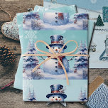 Winter Forest Snowman Christmas | Teal Wrapping Paper Sheet<br><div class="desc">Wrap gifts for under the Christmas tree this holiday season with Teal Winter Forest Snowman Christmas Holiday Wrapping Paper. Wrapping paper design features a cute snowman in a top hat and scarf standing in a winter forest scene with falling snow. Additional gift and holiday items available with this design as...</div>