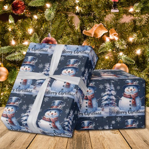 Winter Forest Snowman Christmas Wrapping Paper