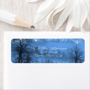 Winter Forest Sparkling Stars Evening Blue