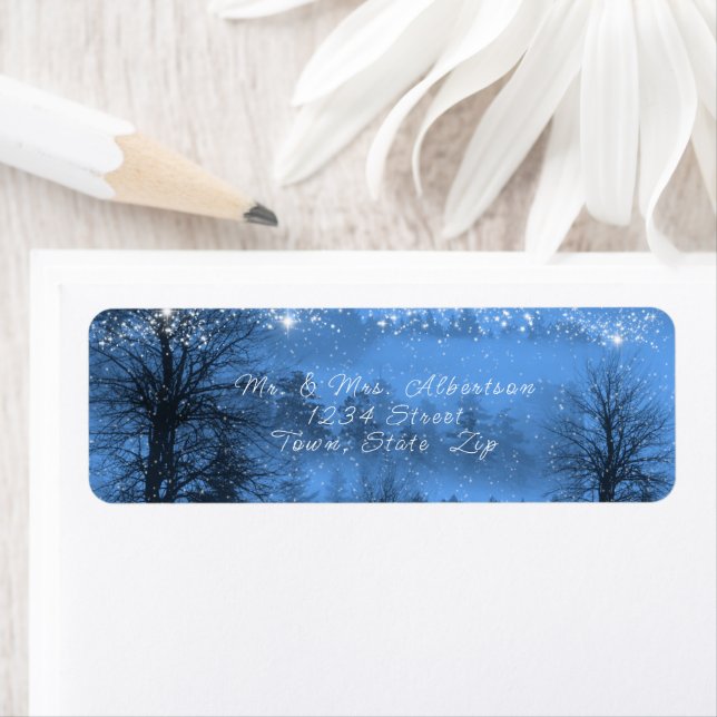 Winter Forest Sparkling Stars Evening Blue  (Insitu)