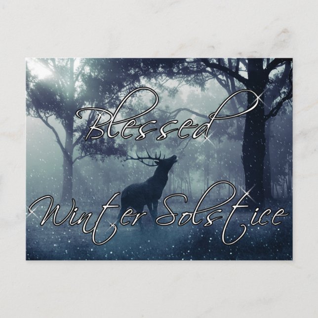 Winter Forest Stag Blessed Winter solstice Postcard (Front)