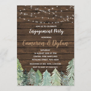 Winter Forest String Light engagement invitation
