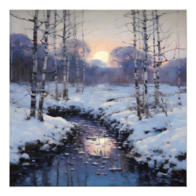 Winter Forest Sunset Photo Print (Front)