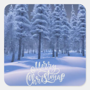 Winter Forest theme Christmas   Square Sticker