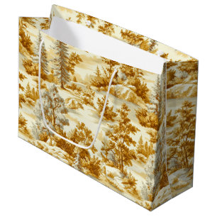 Winter Forest Toile de Jouy Pattern (10) Large Gift Bag