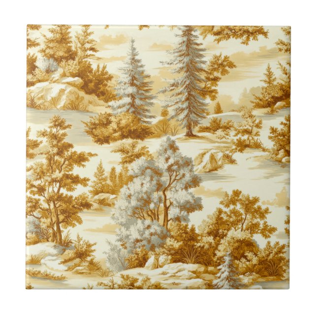 Winter Forest Toile de Jouy Pattern (10) Tile (Front)