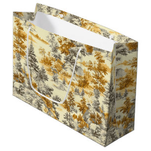 Winter Forest Toile de Jouy Pattern (11) Large Gift Bag