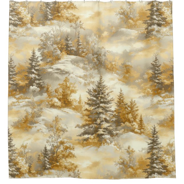 Winter Forest Toile de Jouy Pattern (1) Shower Curtain (Front)