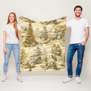 Winter Forest Toile de Jouy Pattern (4) Fleece Blanket