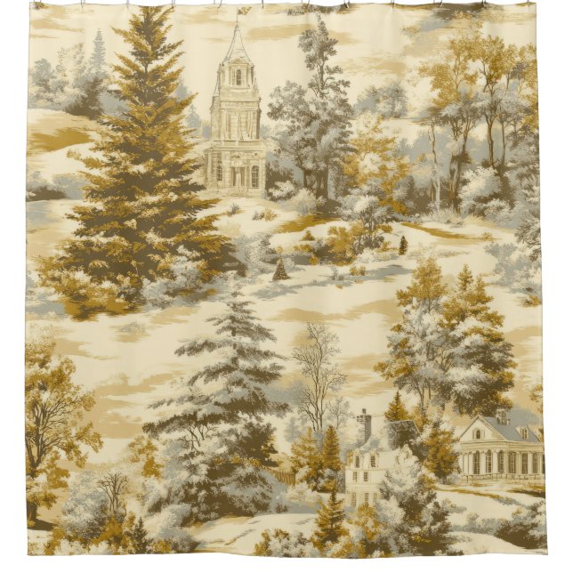 Winter Forest Toile de Jouy Pattern (4) Shower Curtain (Front)