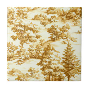 Winter Forest Toile de Jouy Pattern (5) Tile