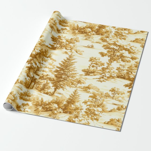 Winter Forest Toile de Jouy Pattern (5) Wrapping Paper (Unrolled)