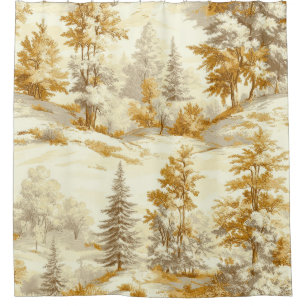 Winter Forest Toile de Jouy Pattern (6) Shower Curtain