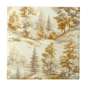 Winter Forest Toile de Jouy Pattern (6) Tile