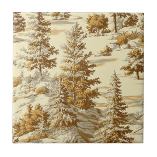 Winter Forest Toile de Jouy Pattern (7) Tile
