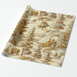 Winter Forest Toile de Jouy Pattern (7) Wrapping Paper
