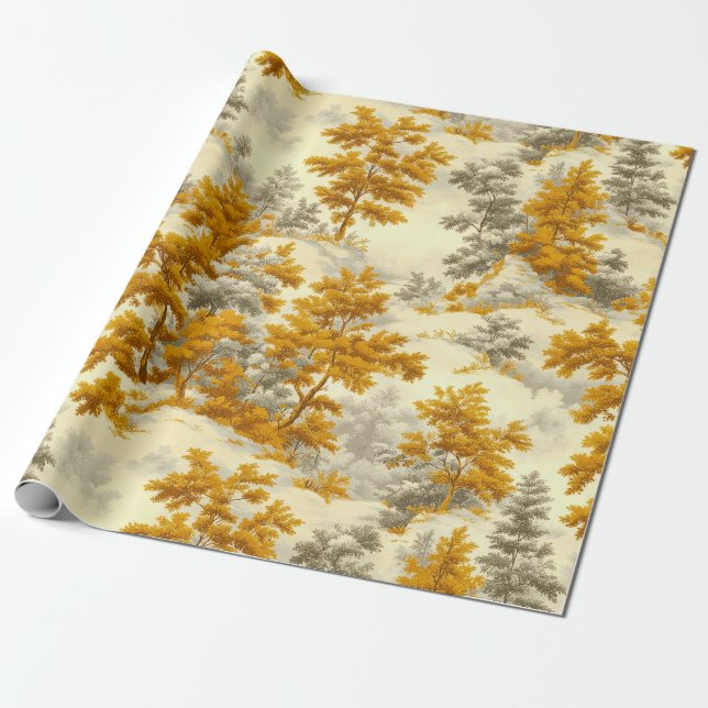 Winter Forest Toile de Jouy Pattern (8) Wrapping Paper (Unrolled)