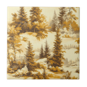 Winter Forest Toile de Jouy Pattern (9) Tile