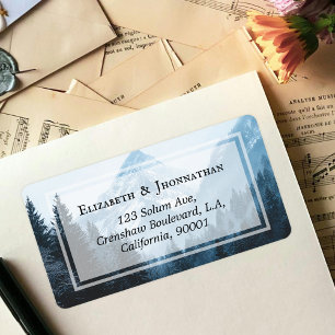 Winter Forest Trees and Mountains Return Address Label
