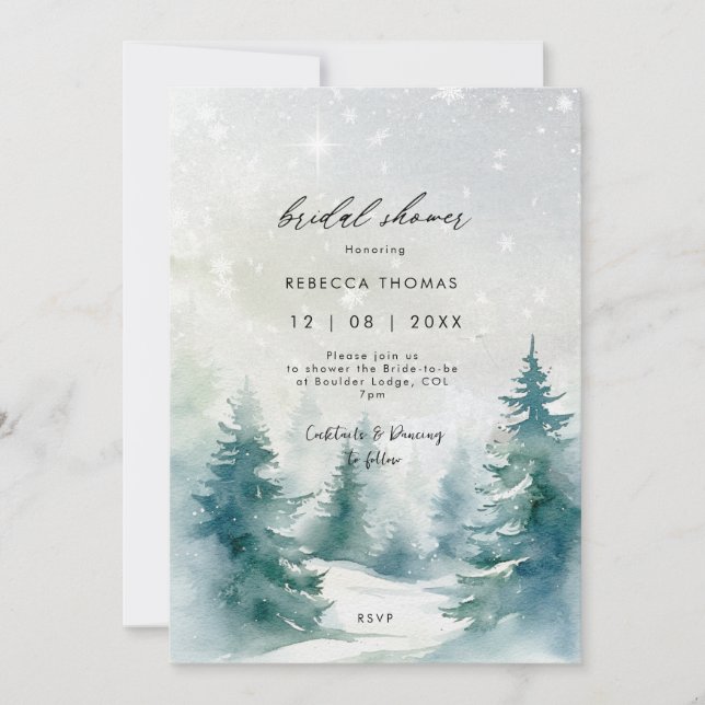 winter forest trees bridal shower invitation (Front)