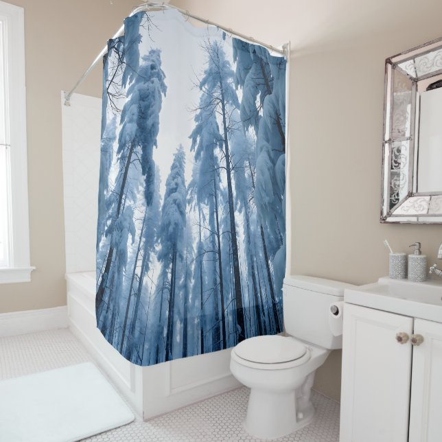 winter forest trees shower curtain (In Situ)