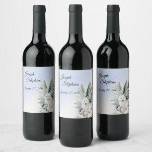 Winter Forest Watercolo Beverage Label Set