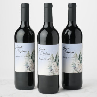 Winter Forest Watercolo Beverage Label Set