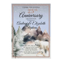 Winter Forest Watercolor Anniversary Invitation