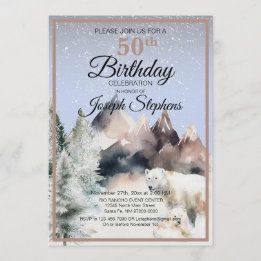 Winter Forest Watercolor Birthday Invitation