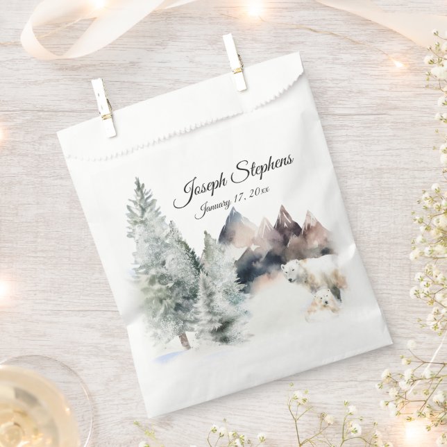 Winter Forest Watercolor Favour Bags (Clipped)