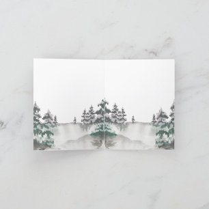 Winter forest watercolor - holiday - handpainted thank you card