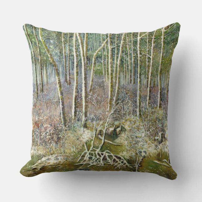 winter forest  Watercolor painting Cushion (Front)