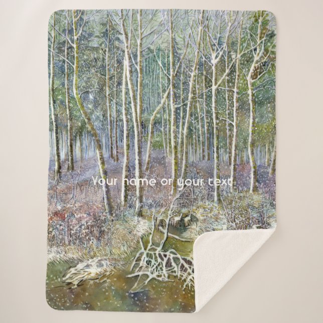 winter forest  Watercolor painting Sherpa Blanket (Front)