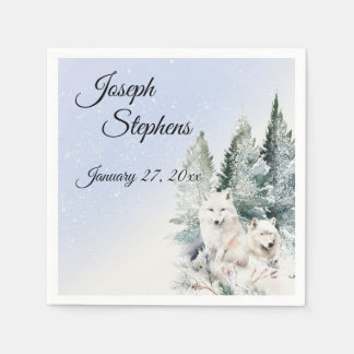 Winter Forest Watercolor Paper Napkin