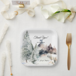Winter Forest Watercolor Paper Plate