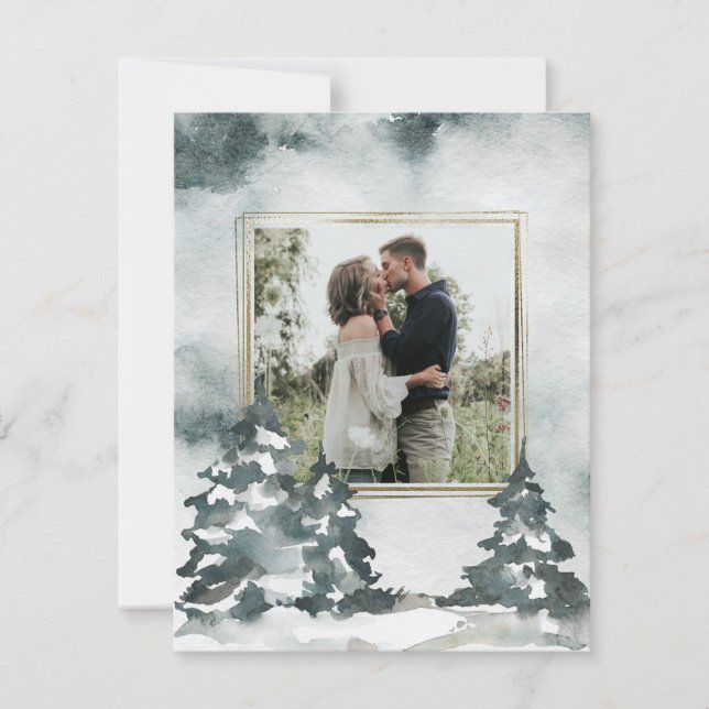 Winter Forest Watercolor | Photo Save The Date (Front)