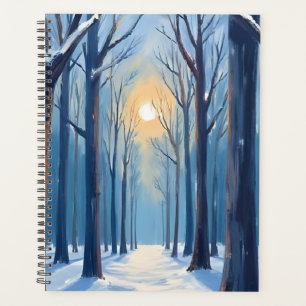 Winter Forest Watercolor Trees Blue Planner