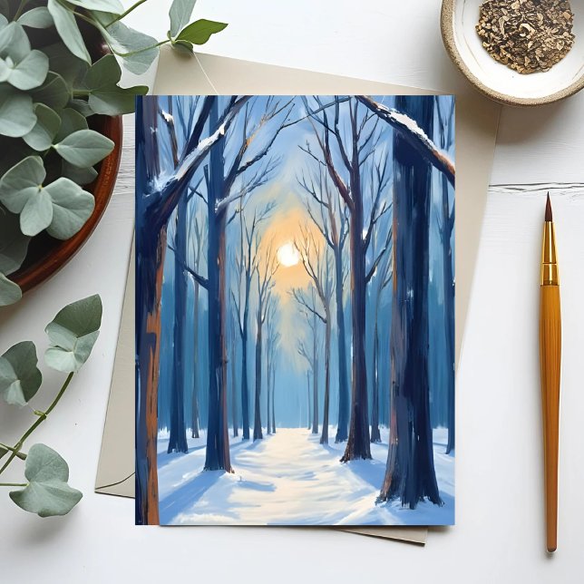 Winter Forest Watercolor Trees Postcard (Creator Uploaded)