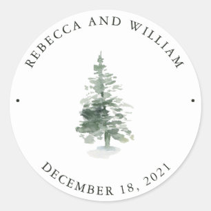Winter Forest Wedding Classic Round Sticker