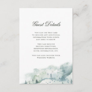Winter Forest Wedding Guest Details Enclosure Card