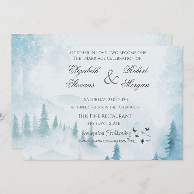 Winter Forest Wedding Invitation (Front/Back)