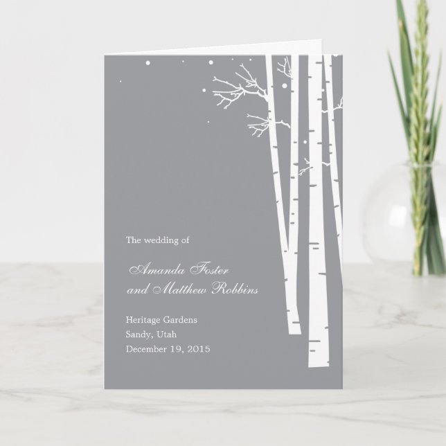 Winter Forest Wedding Program Card (Front)
