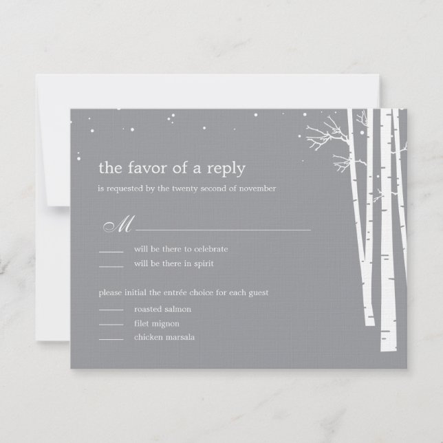 Winter Forest Wedding RSVP/Response Card (Front)