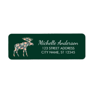 Winter Forest Wildflower Moose Return Address     