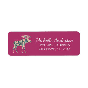 Winter Forest Wildflower Moose Return Address
