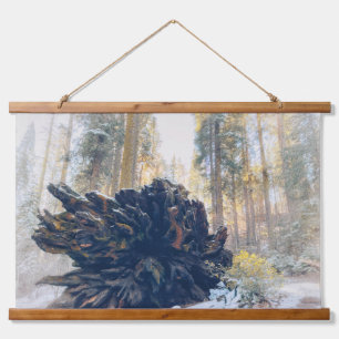 Winter Forest with Sequoia Root Hanging Tapestry